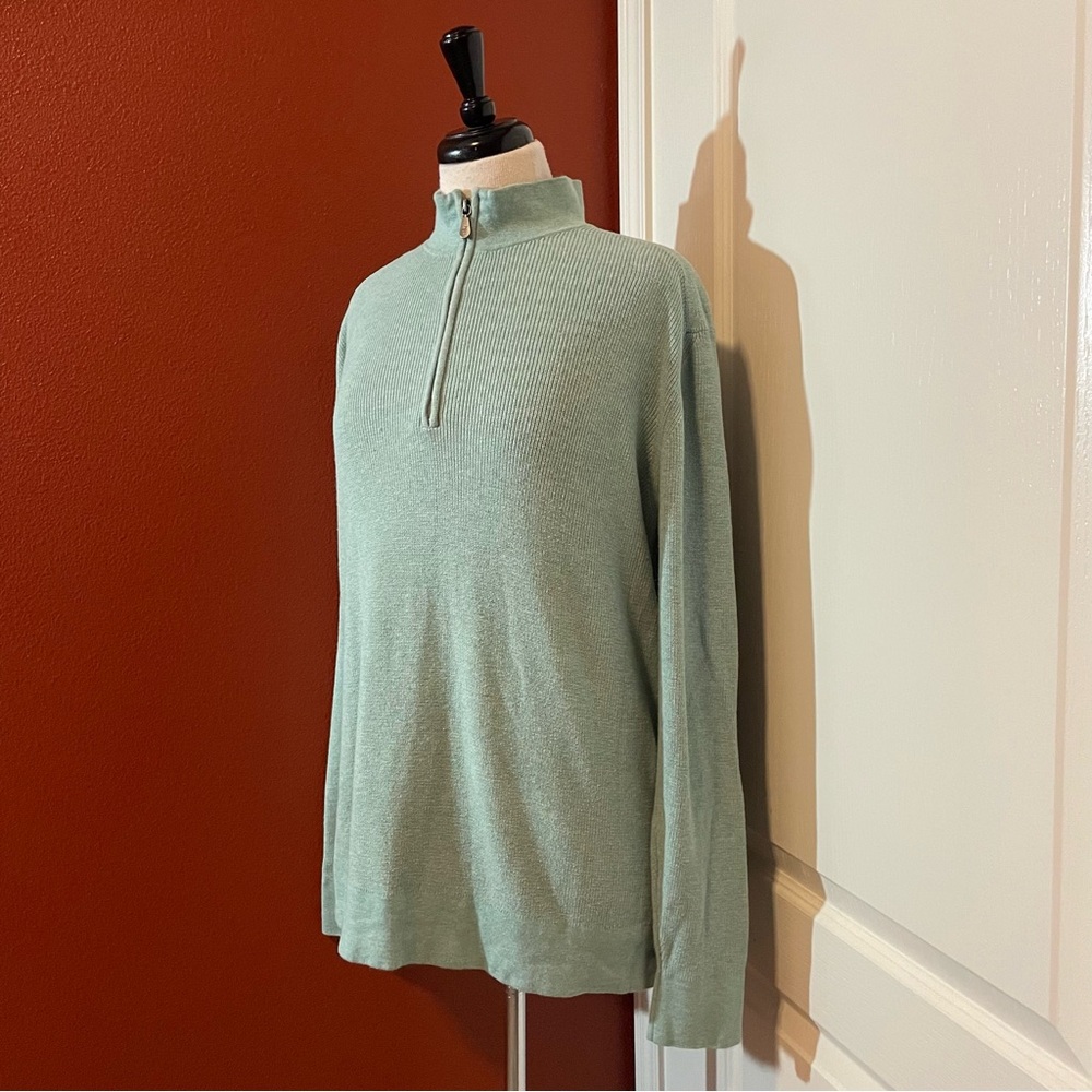 Raffi Men’s Quarter Zip Mock Neck Ribbed 100% Cotton Long Sleeve Turtle Sweater‎